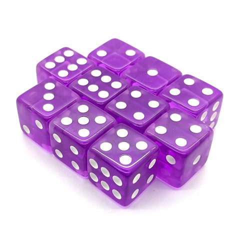 Dice Set 10 pcs. D6 Crystal Purple 16 mm with Square Corners - photo 18065