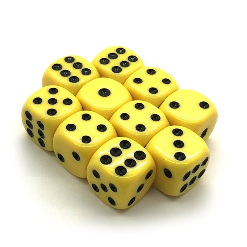 Dice Set 10 pcs. D6 Matte Yellow 16 mm with Rounded Corners - photo 18073