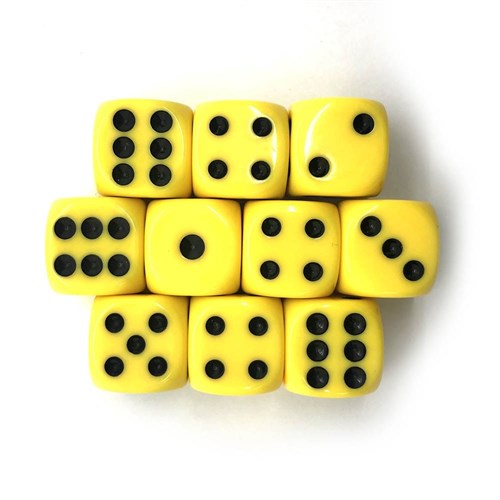 Dice Set 10 pcs. D6 Matte Yellow 16 mm with Rounded Corners - photo 18074