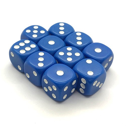 Dice Set 10 pcs. D6 Matte Blue 16 mm with Rounded Corners - photo 18080