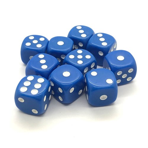 Dice Set 10 pcs. D6 Matte Blue 16 mm with Rounded Corners - photo 18081