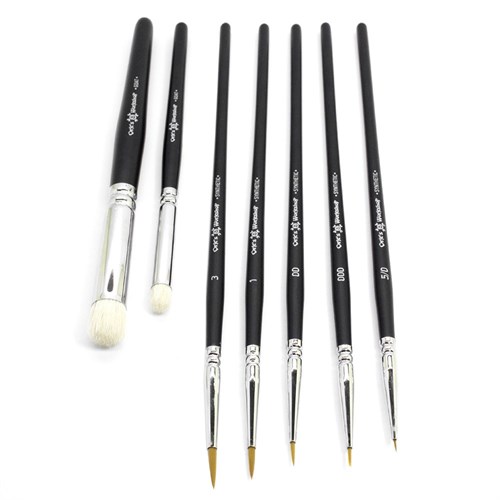 Artistic brushes for miniatures and modellers, set of 7 pieces - photo 19133