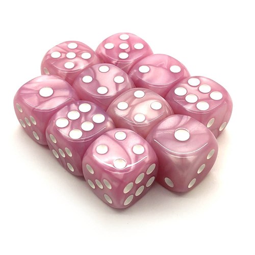 Dice Set 10 pcs. D6 Marbled Pink 16 mm with Rounded Corners - photo 21640