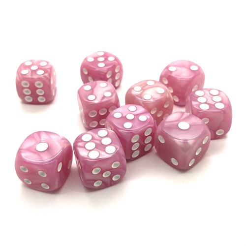 Dice Set 10 pcs. D6 Marbled Pink 16 mm with Rounded Corners - photo 21641