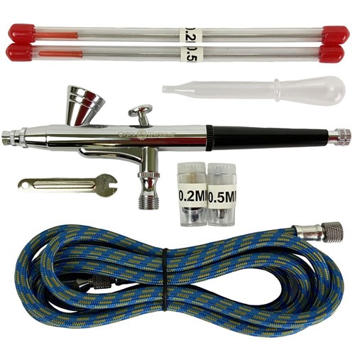 Airbrush for Nail Art and Modelling OW "Spectrum-2for" + Set (Hose, 3 Nozzle, 3 Needle, Pipette) - photo 22026