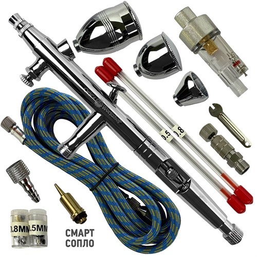 Airbrush OW "Sputnik-3" Universal + Set (Hose, 3 Nozzle, 3 Needle, Filter) - photo 22394