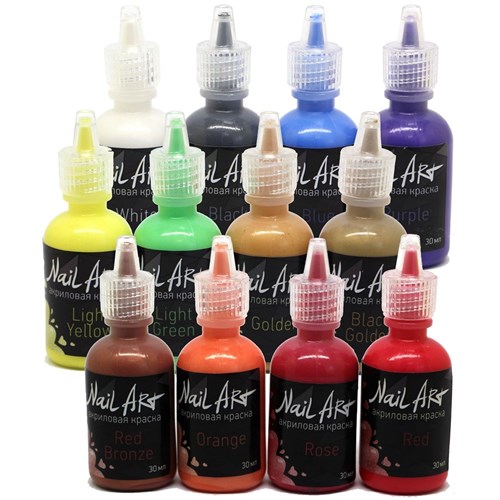 Set Pearlescent Paints for Airbrushing on Nails OW Nail Art Pearly (12 Colours 30 ml Each.) - photo 22409
