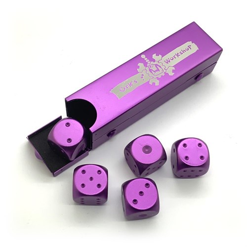 Dice D6 Aluminium 16 mm 5pcs. Purple in Tube - photo 25315