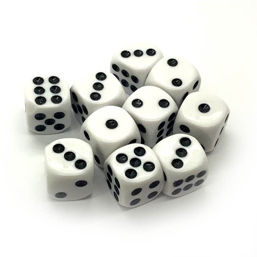 Dice D6 16 mm 10pcs. White - photo 25320
