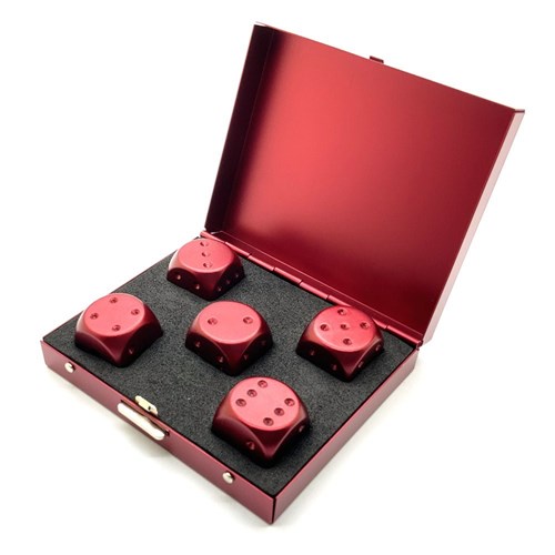 Dice D6 Aluminium 16 mm 5pcs. Red in Case - photo 25330