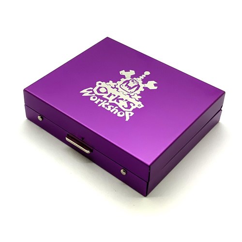 Dice D6 Aluminium 16 mm 5pcs. Purple in Case - photo 25337