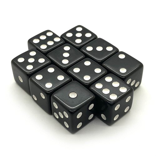 Dice D6 16 mm 10pcs. Black with Sharp Corners - photo 25342