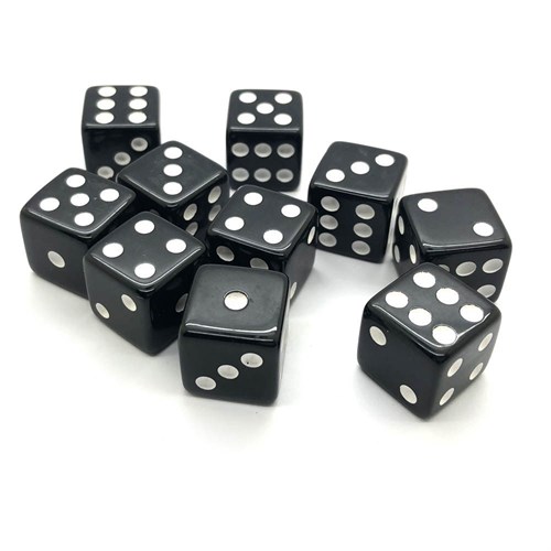 Dice D6 16 mm 10pcs. Black with Sharp Corners - photo 25343