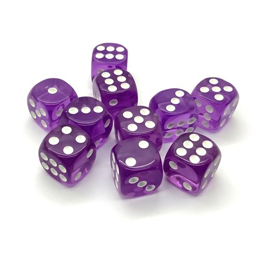Dice D6 14 mm 10pcs. Purple Transparent - photo 25345