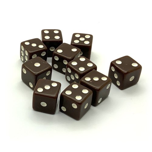 Dice D6 12 mm 10pcs. Brown - photo 25348