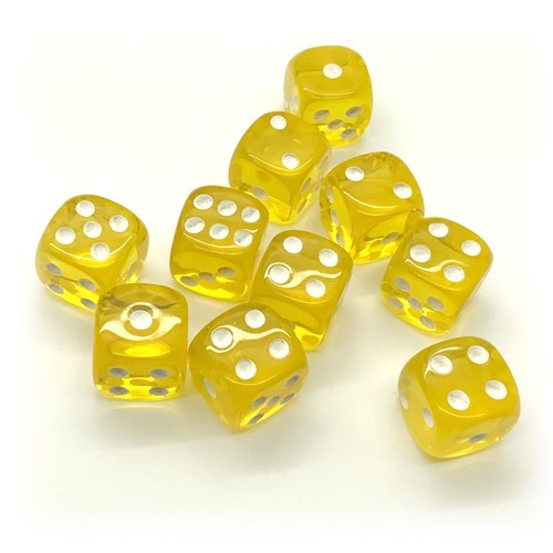 Dice D6 14 mm 10pcs. Yellow Transparent - photo 25363