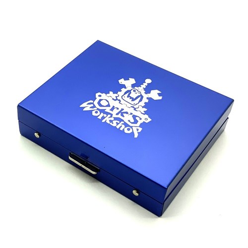 Dice D6 Aluminium 16 mm 5pcs. Blue in Case - photo 25369