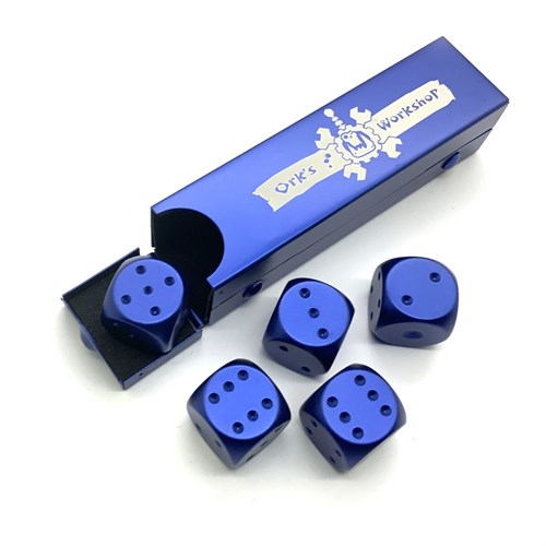 Dice D6 Aluminium 16 mm 5pcs. Blue in Tube - photo 25372