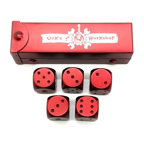 Dice D6 Aluminium 16 mm 5pcs. Red in Tube - photo 25385
