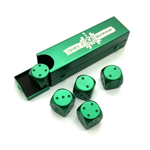 Dice D6 Aluminium 16 mm 5pcs. Green in Tube - photo 25389