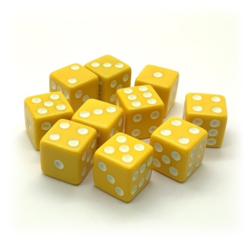 Dice D6 16 mm 10pcs. Yellow with Sharp Corners - photo 25396
