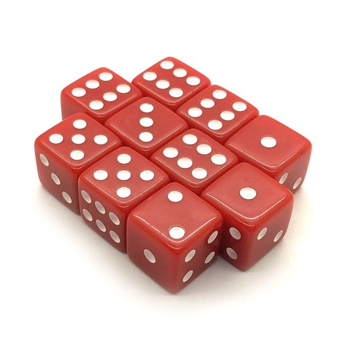Dice D6 16 mm 10pcs. Red with Sharp Corners - photo 25397