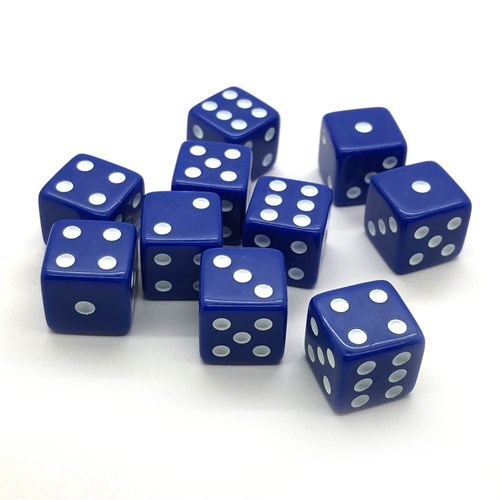 Dice D6 16 mm 10pcs. Blue with Sharp Corners - photo 25403