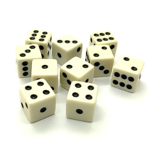Dice D6 16 mm 10pcs. Beige with Sharp Corners - photo 25405