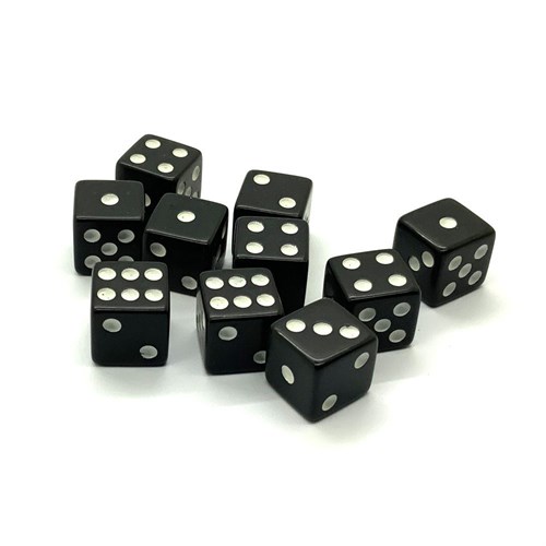 Dice D6 12 mm 10pcs. Black - photo 25407