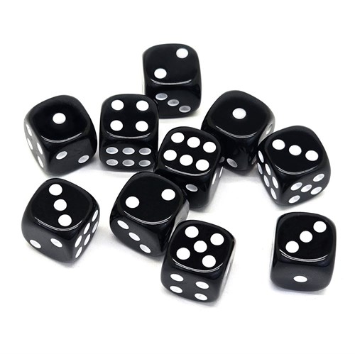Dice D6 12 mm 10pcs. Black - photo 25408