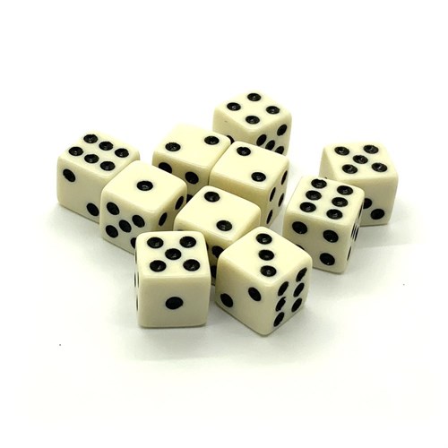 Dice D6 12 mm 10pcs. Beige - photo 25411