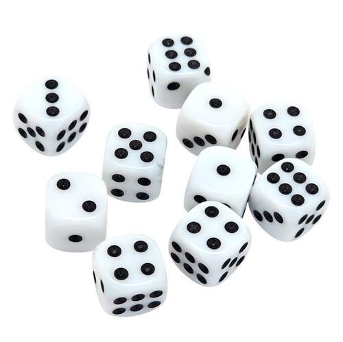 Dice D6 12 mm 10pcs. White - photo 25419