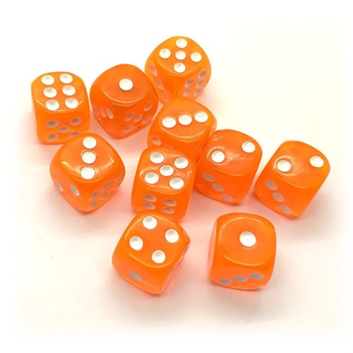Dice D6 14 mm 10pcs. Orange Transparent - photo 25431