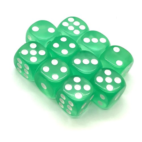 Dice D6 14 mm 10pcs. Mint Transparent - photo 25434