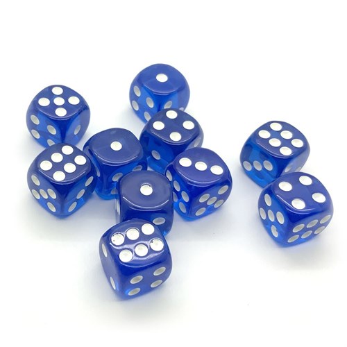 Dice D6 14 mm 10pcs. Blue Transparent - photo 25438