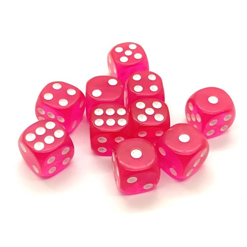Dice D6 14 mm 10pcs. Pink Transparent - photo 25443