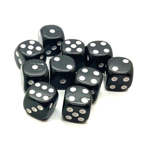 Dice D6 16 mm 10pcs. Black - photo 25449
