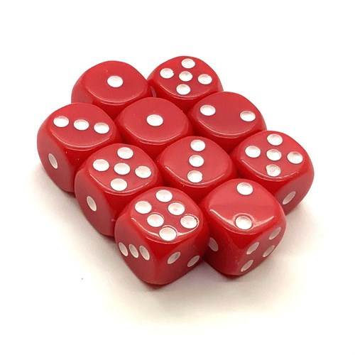 Dice D6 16 mm 10pcs. Red - photo 25451