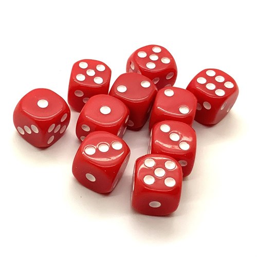 Dice D6 16 mm 10pcs. Red - photo 25452