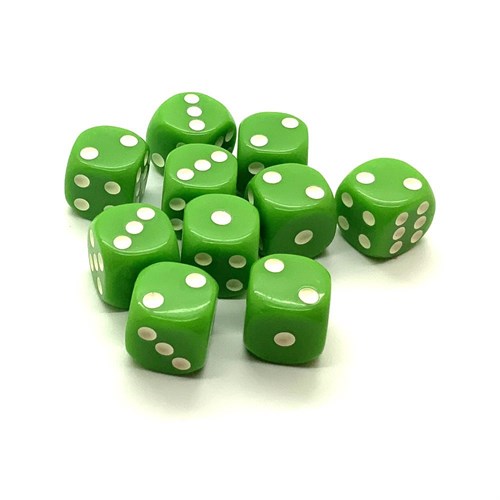 Dice D6 16 mm 10pcs. Green - photo 25455