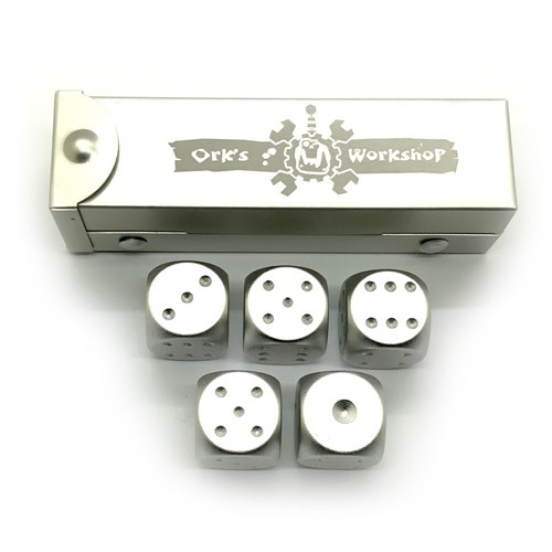 Dice D6 Aluminium Silver 16 mm 5pcs. in Tube - photo 25458