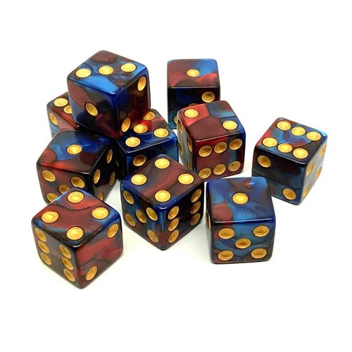 Dice Set D6 Pearlescent Ice and Flame 16 mm with Square Corners (10 pcs.) - photo 25466