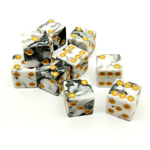 Dice Set D6 Pearlescent White Marbled 16 mm with Square Corners (10 pcs.) - photo 25471