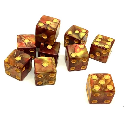 Dice Set 10 pcs. D6 Pearlescent "Fury of the Forest" 16 mm with Square Corners - photo 25477