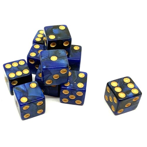 Dice Set 10 pcs. D6 Pearlescent "Abyss" 16 mm with Square Corners - photo 25482