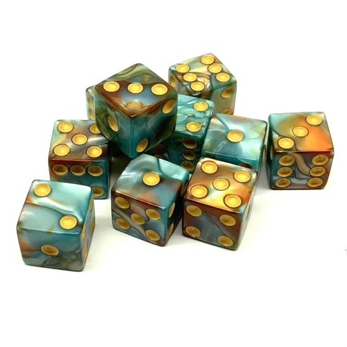 Dice Set 10 pcs. D6 Pearlescent "Healing Wounds" 16 mm with Square Corners - photo 25484