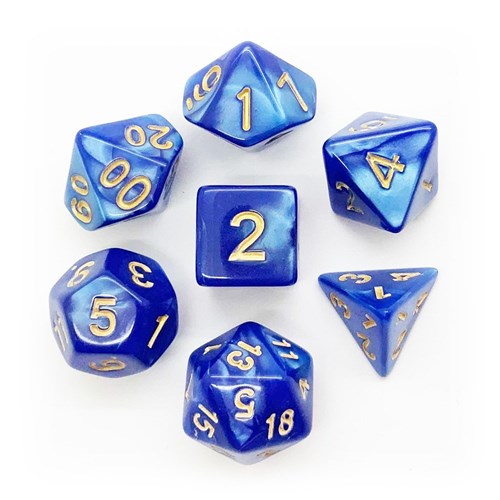 7-Piece RPG Dice Set — Pearlescent Blue with Gold - photo 25491