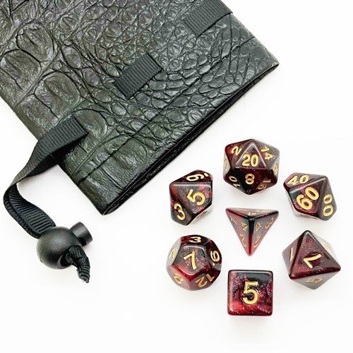 7-Piece RPG Dice Set — Pearlescent Black-Burgundy - photo 25509