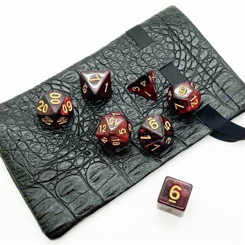 7-Piece RPG Dice Set — Pearlescent Black-Burgundy - photo 25510