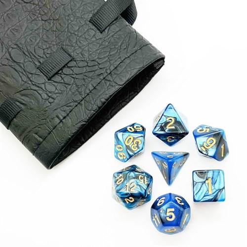 7-Piece RPG Dice Set — Black-Blue with Gold - photo 25537